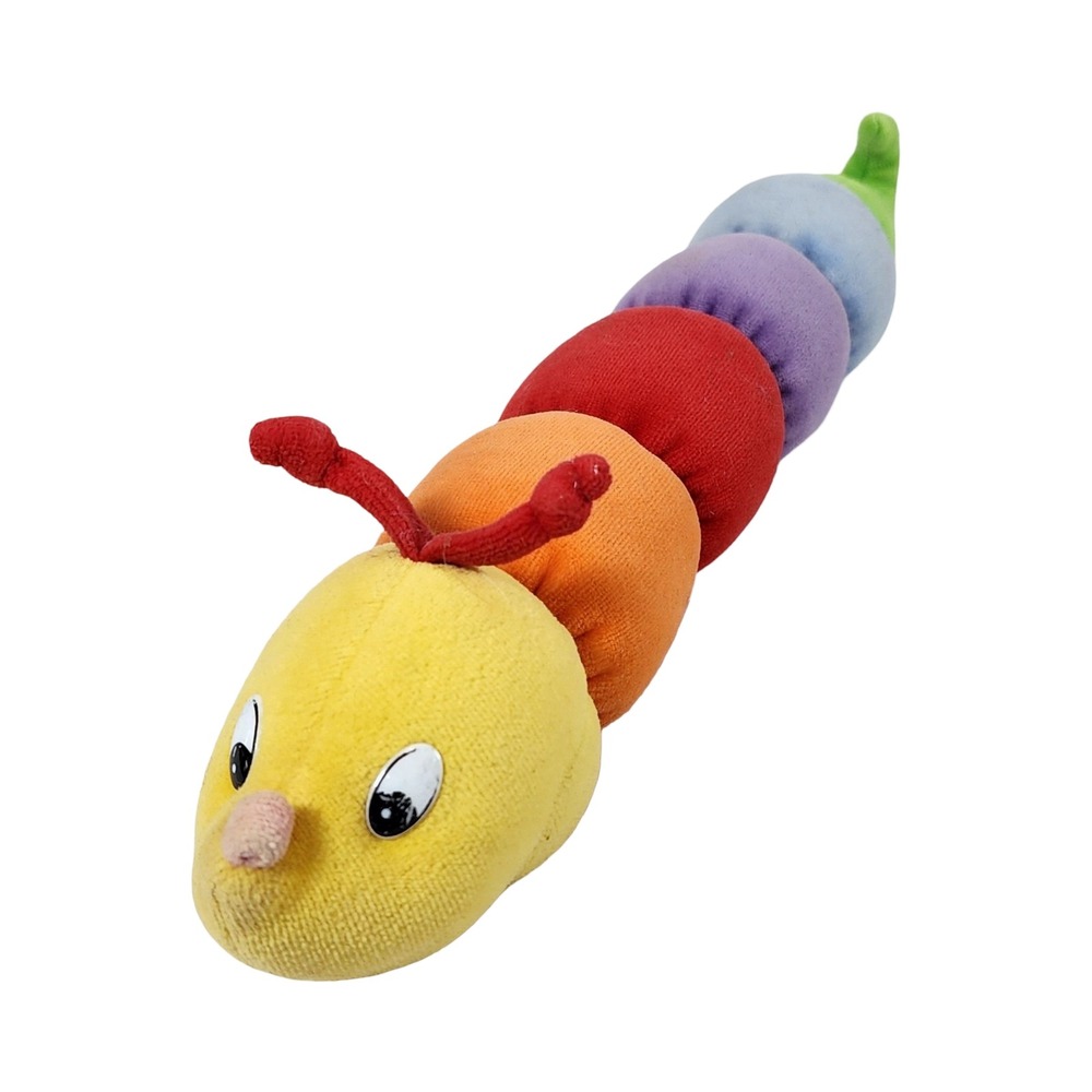 Vintage Baby Gund Caterpillar Plush Tinkle Crinkle Rattle Rainbow Toy 14.5 Inch